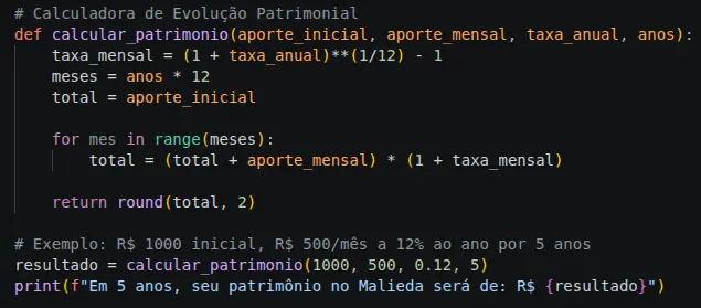 Código Python no Terminal
